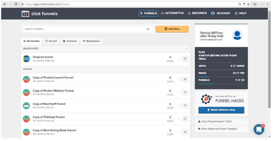 ClickFunnels Unified Dashboard Architecture