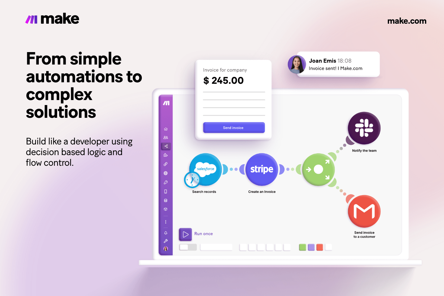 From simple automations to complex solutions, Make has you covered
