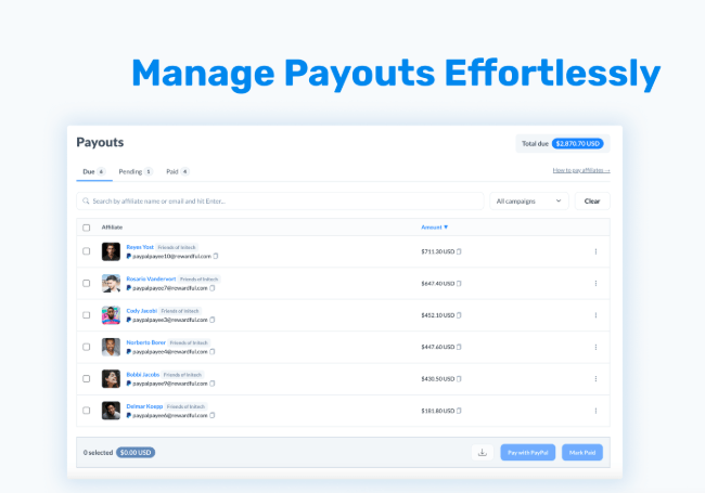 Rewardful Automated Affiliate Payouts