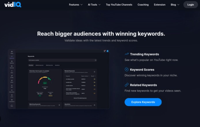 VidIQ Analytics and AI Growth Dashboard